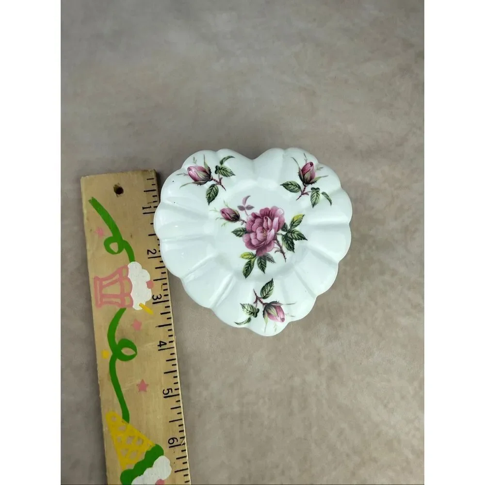 Vintage Fine Bone China Trinket Box Heart Cottagecore Roses
